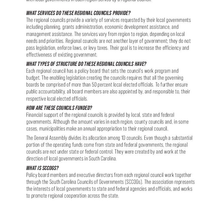 SC Regional Councils ann BCDCOG Board of Directors