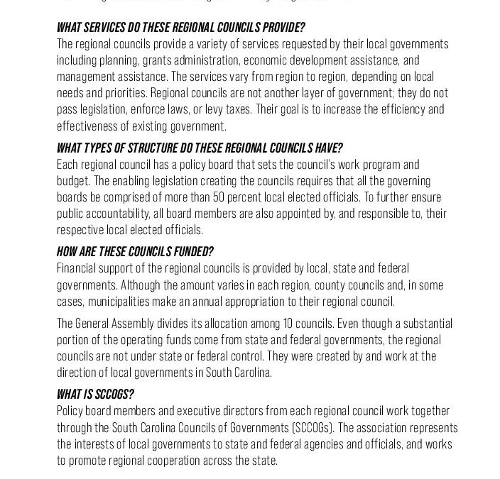 SC Regional Councils and BCDCOG Board of Directors